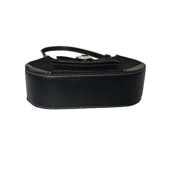 Etienne Aigner Black Corduroy Fabric Small Shoulder Bag Buckle Flap Y2K - Picture 5 of 13